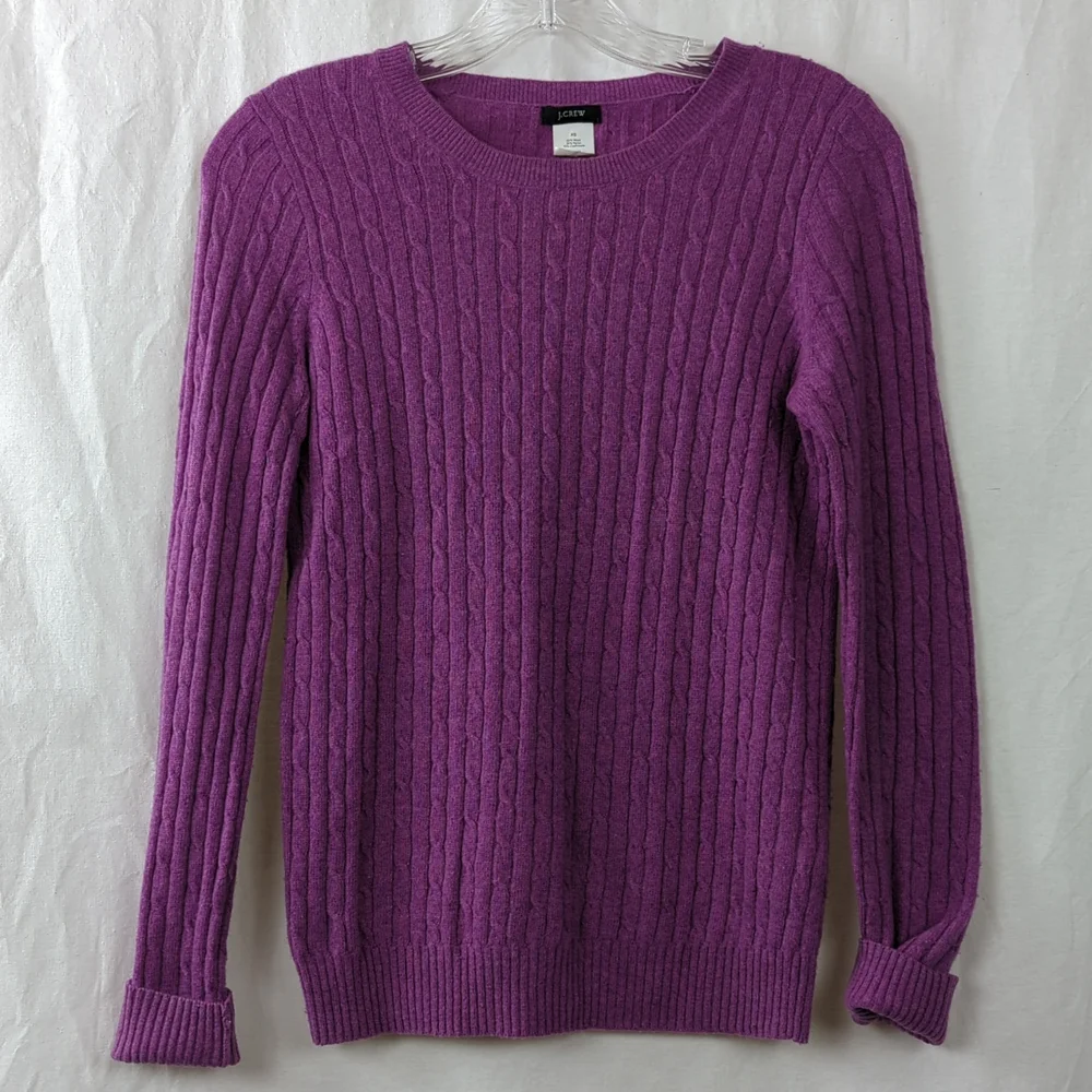 J. CREW CABLE KNIT WOOL CASHMERE BLEND SWEATER - Picture 1 of 4